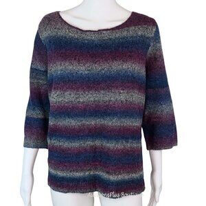 Lane Bryant Striped 3/4 Sleeve Wool Blend Sweater